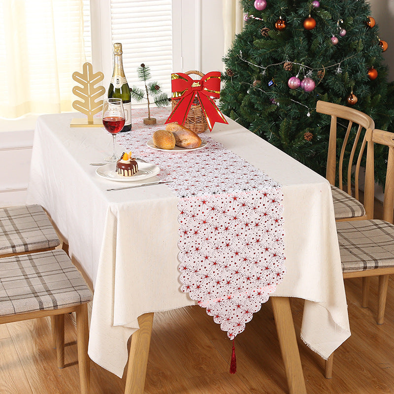 Christmas Snowflake Leaves Table Runner Table Decoration Decorations