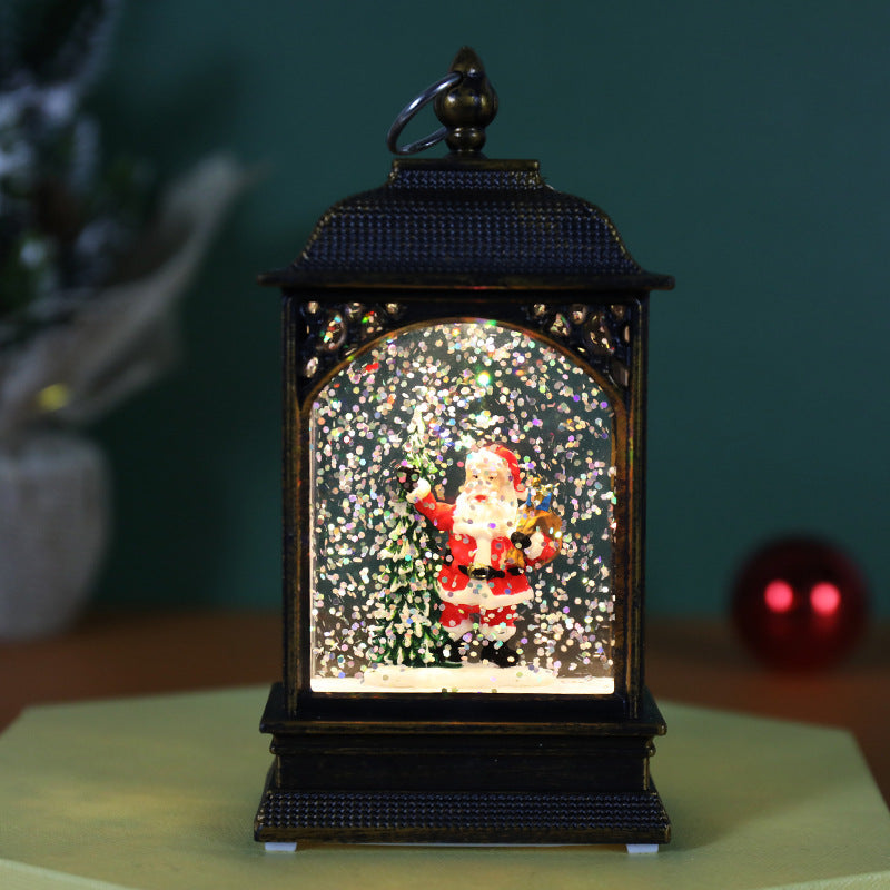 Christmas Decoration Luminous Water Injection Flat Storm Lantern Desktop Decoration